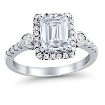 Halo Weddding Bridal Promise Ring Simulated Cubic Zirconia 925 Sterling Silver